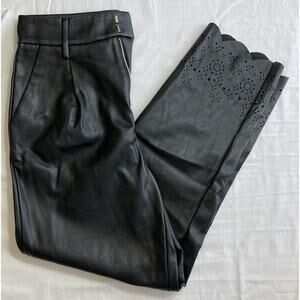 I-N-C Leather Pants Women's 2 Black Ankle Zip Leg Design